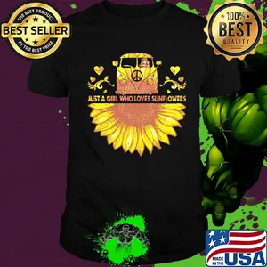 Peace bus just a girl who loves sunflowers heart shirt