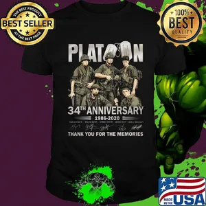 Platoon  34th  anniversary  1986 2020 thank you for the memories signatures shirt