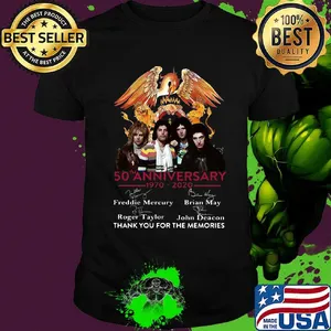 Queen Crest Band 50Th anniversary 1970-2020 Signatures Thank you for the memories shirt