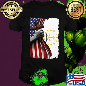 Rhode island american flag cross happy independence day shirt