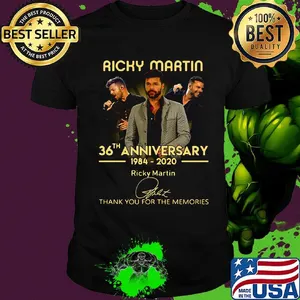 Ricky martin 36th anniversary 1984 2020 thank you for the memories signature shirt