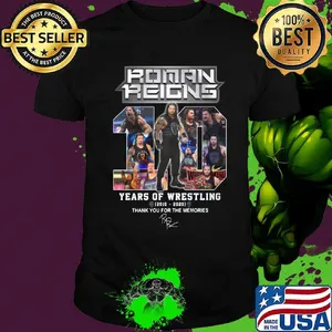 Roman reigns 10 years of wrestling 2010 2020 smoke thank you for the memories signature black shirt