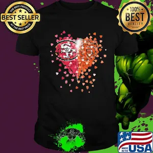 San francisco 49ers and san francisco giants hearts shirt