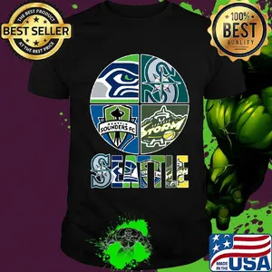 Seattle seahawks mariners beattle sounders fc logo shirt