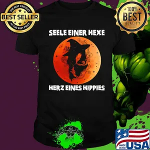 Seele einer hexe herz eines hippies moon witch halloween shirt