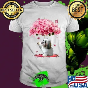 Shih Tzu roses flowers butterfly shirt