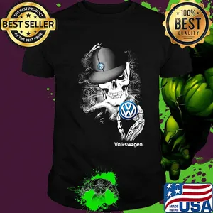 Skeleton skull volkswagen logo shirt