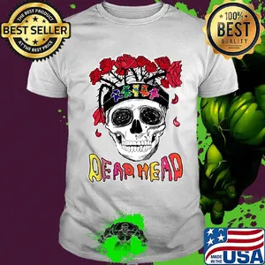 Skull grateful dead head bears rose shirt