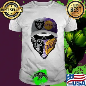 Skull mask los angeles raiders and los angeles lakers shirt