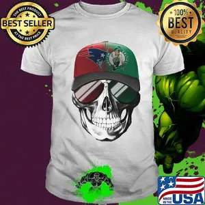 Skull new england patriots and boston celtics logo shirt