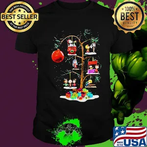 Snoopy and woodstock around christmas tree shirt