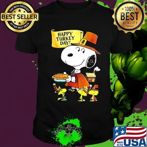 Snoopy and woodstock happy turkey day light shirt