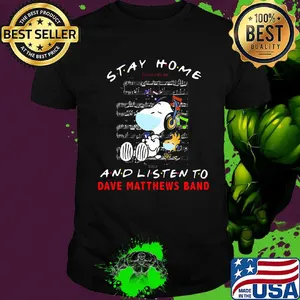 Snoopy and woodstock mask stay at home and listen to dave matthews band shirt