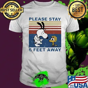 Snoopy and woodstock please stay 6 feet away vintage retro shirt