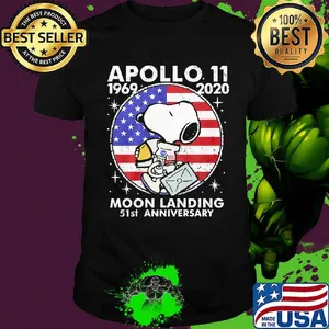 Snoopy apollo 11 1969 2020 moon landing 51st anniversary american flag independence day stars shirt