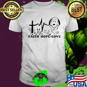 Snoopy faith hope love flowers heartbeat shirt