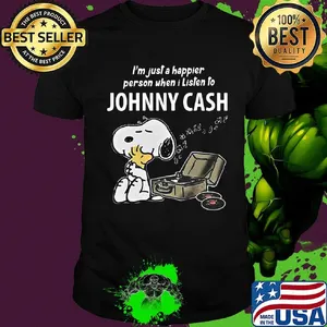 Snoopy i'm just a happier person when i listen to johnny cash shirt