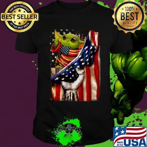 Star wars baby yoda american flag independence day shirt