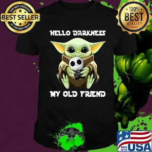 Star wars baby yoda hug jack skellington hello darkness my old friend shirt