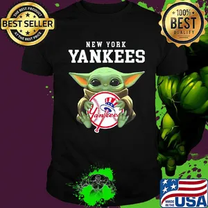 Star wars baby yoda hug new york yankees baseball shirt