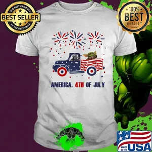 Star wars darth vader yoda driving car firework america 4th of july independence day shirt