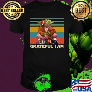 Star wars master yoda grateful i am vintage retro shirt