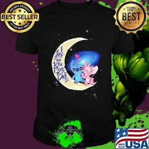 Stitch and angel i love you to the moon and back hearts shirt