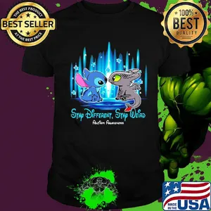 Stitch and toothless stay different stay weird autism awareness shirt