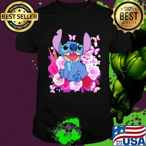Stitch roses and butterflies shirt