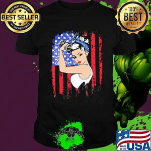 Strong woman wrestling american flag independence day shirt