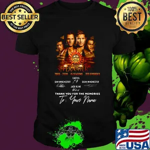 Supernatural 2005 2020 15 seasons 320 episodes thank you for the memories to your name signatures shirt
