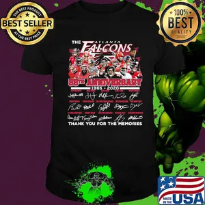The atlanta falcons 55th anniversary 1965 2020 thank you for the memories signature shirt