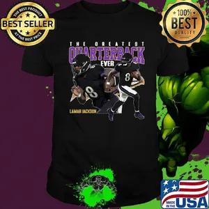 The greatest quarterback ever lamar jackson 8 baltimore ravens football shirt