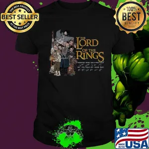The lord of the rings characters signatures black shirt