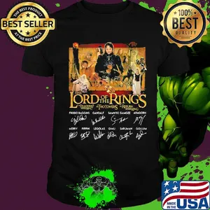 The lord of the rings movie characters signatures shirt