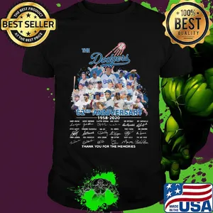The los angeles dodgers 62nd anniversary 1958 2020 thank you for the memories signatures shirt