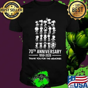The peanuts cartoon 70th anniversary 1950 2020 thank you for the memories shirt
