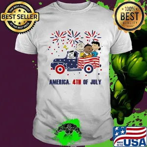 The peanuts characters driving car fire america 4th of july independence day shirt