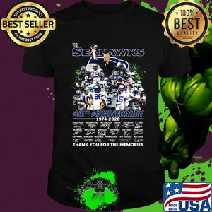 The seattle seahawks 46th anniversary 1974 2020 thank you for the memories signatures football shirt