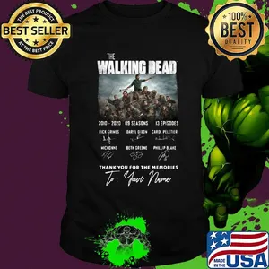 The walking dead 2010 2020 9 seasons 13 episodes thank you for the memories to your name signatures shirt
