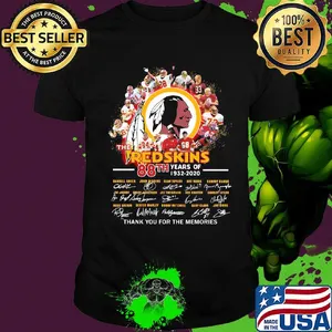 The washington redskins 88th anniversary 1932 2020 thank you for the memories signatures shirt