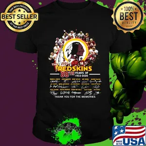 The washington redskins team 88th anniversary 1932 2020 thank you for the memories signatures shirt