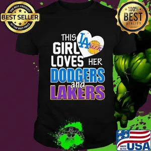 This girl loves her dodgers and lakers heart shirt