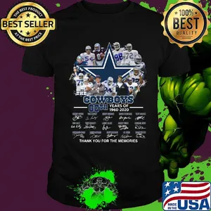 Thw cowboys 60th years of 1960 2020 thank you for the memories signatures shirt