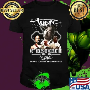Tupac shakur 08th anniversary 1988 2020 thank you for the memories signatures shirt