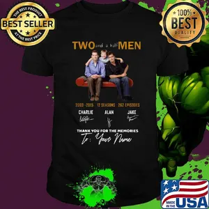 Two and a half men 2003 2015 12 seasons 262 episodes thank you for the memories to your name signatures shirt