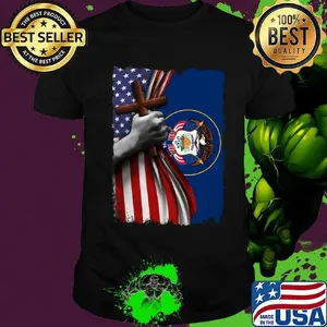Utah american flag cross happy independence day shirt