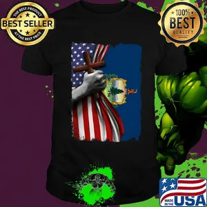 Vermont american flag cross happy independence day shirt