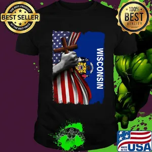 Wisconsin american flag cross happy independence day shirt