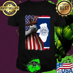 Wyoming american flag cross happy independence day shirt